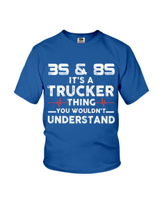 3S And 8S Trucker Lovers Black T-Shirt Youth Tee