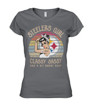 Load image into Gallery viewer, Steelers Girl Classy Sassy T-Shirt Ladies V-Neck