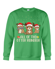 Load image into Gallery viewer, Merry Ottermas All Of The Otter Reindeer Black T-Shirt Sweatshirt