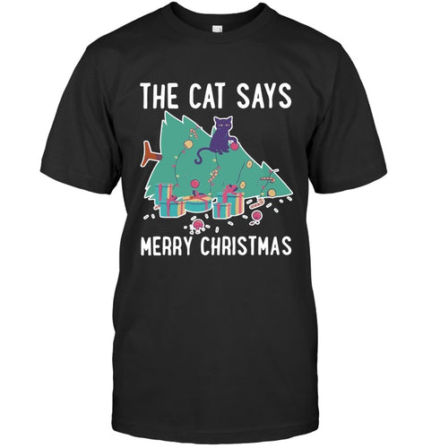 Cat Funny Merry Christmas Shirt Guys Tee