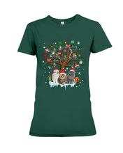 Load image into Gallery viewer, Christmas Tree Cat Lovers Cute Funny T-Shirt Ladies Tee