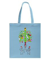 Load image into Gallery viewer, Merry Christmas Funny Dancing Skeleton Basketweave Tote Bag