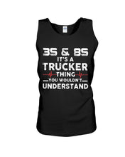 Load image into Gallery viewer, 3S And 8S Trucker Lovers Black T-Shirt Unisex Tank Top