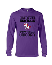 Load image into Gallery viewer, Redhead Unicorn Gift For Fans Funny T-Shirt Unisex Long Sleeve