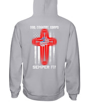 Load image into Gallery viewer, God Country Corps Semper Fi Black T-Shirt Hoodie