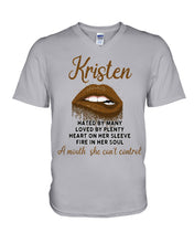 Load image into Gallery viewer, Kristen A Mouth She Can&#39;t Control Quote Name T-Shirt Guys V-Neck