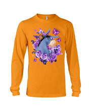 Load image into Gallery viewer, Donkey Loves Purple Flowers Custom T-Shirt Unisex Long Sleeve