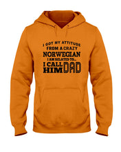 Load image into Gallery viewer, Attitude From Crazy Norwegian Dad Norway Love T-Shirt For Dad Hoodie