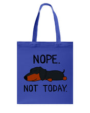 Load image into Gallery viewer, Nope Dachshund Not Today Basketweave Tote Bag
