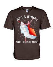 Load image into Gallery viewer, Just A Woman Loves Dancing And Reading Books Guys V-Neck