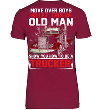 Load image into Gallery viewer, Old Trucker Move Over Boys Black T-Shirt Ladies Tee