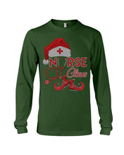 Load image into Gallery viewer, Merry Christmas Nurse Claus Black T-Shirt Unisex Long Sleeve