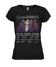 Load image into Gallery viewer, Game Of Throne Autograph 8 Years Anniversary T-Shirtr Ladies V-Neck