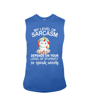 Load image into Gallery viewer, Unicorn Sarcasm Speak Wisely Funny Quote Unisex Long Sleeve