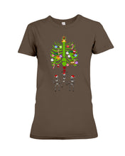 Load image into Gallery viewer, Merry Christmas Funny Dancing Skeleton Ladies Tee