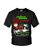 Load image into Gallery viewer, 55Th Anniversary A Charlie Brown Christmas Black T-Shirt Youth Tee