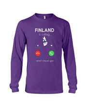 Load image into Gallery viewer, Finland Is Calling Funny Elf Christmas T-Shirt Unisex Long Sleeve