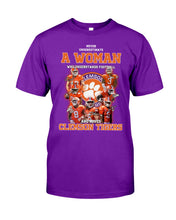 Load image into Gallery viewer, A Woman Loves Clemson Tigers Gift For Fans T-Shirt Guys Tee