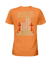 Load image into Gallery viewer, Lived By A Code Back Side T-Shirt Ladies Tee