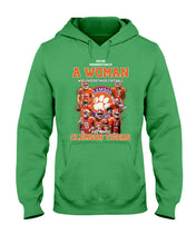 Load image into Gallery viewer, A Woman Loves Clemson Tigers Gift For Fans T-Shirt Hoodie