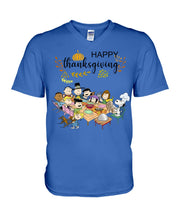 Load image into Gallery viewer, Snoopy Happy Thanksgiving T-Shirt Guys V-Neck