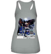 Load image into Gallery viewer, Ride With Pride Wolf Truck Black T-Shirt Ladies Flowy Tank