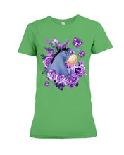 Load image into Gallery viewer, Donkey Loves Purple Flowers Custom T-Shirt Ladies Tee