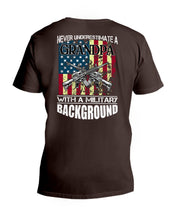 Load image into Gallery viewer, Never Underestimate A Grandpa Black T-Shirt Guys V-Neck