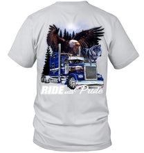 Load image into Gallery viewer, Ride With Pride Wolf Truck Black T-Shirt Guys Tee