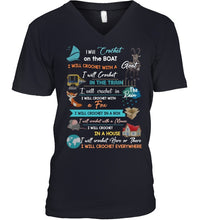 Load image into Gallery viewer, Crocheting Everywhere Black Quote T-Shirt Guys V-Neck