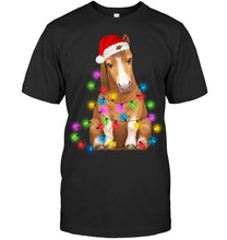 Load image into Gallery viewer, Horse Lights Christmas Gift Guys Tee