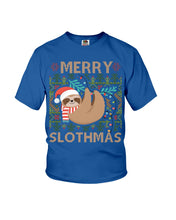 Load image into Gallery viewer, Merry Slothmas Christmas Gift For Kids Family Gift T-Shirt Youth Tee