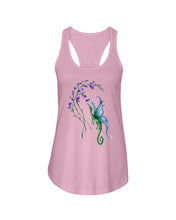 Load image into Gallery viewer, Dragon With Butterfly Wings Dragon Flowers Ladies Flowy Tank