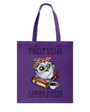 Load image into Gallery viewer, Cute Owl Read Books And Drink Coffee Funny T-Shirt Basketweave Tote Bag