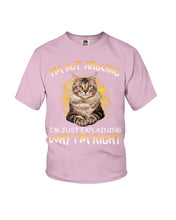 Load image into Gallery viewer, Cat Lovers T-Shirt Not Arguing Just Explaining Youth Tee