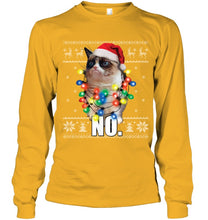 Load image into Gallery viewer, Grumpy Cat Ugly Sweater Christmas Lights Shirt Unisex Long Sleeve