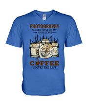 Load image into Gallery viewer, Solve Most Problems Camera Map Photography T-Shirt Guys V-Neck