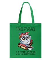Load image into Gallery viewer, Cute Owl Read Books And Drink Coffee Funny T-Shirt Basketweave Tote Bag