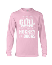 Load image into Gallery viewer, Girl Who Loves Hockey And Books Quote Name T-Shirt Unisex Long Sleeve