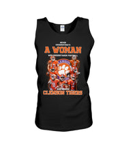 Load image into Gallery viewer, A Woman Loves Clemson Tigers Gift For Fans T-Shirt Unisex Tank Top