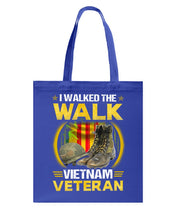 Load image into Gallery viewer, Walked The Walk Vietnam Veteran T-Shirt Basketweave Tote Bag