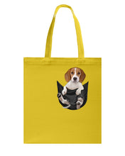 Load image into Gallery viewer, Beagle In The Pocket Funny T-Shirt Basketweave Tote Bag