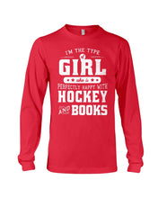 Load image into Gallery viewer, Girl Who Loves Hockey And Books Quote Name T-Shirt Unisex Long Sleeve