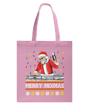 Load image into Gallery viewer, Merry Mixmas - Santa Claus Dj Funny Christmas Gift Basketweave Tote Bag