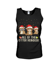 Load image into Gallery viewer, Merry Ottermas All Of The Otter Reindeer Black T-Shirt Unisex Tank Top