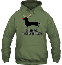 Load image into Gallery viewer, Dachshund Reindeer Through The Snow Christmas Gift Shirt Hoodie