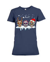 Load image into Gallery viewer, Merry Christmas Three Skulls Christmas T-Shirt Gift Ladies Tee