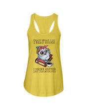 Load image into Gallery viewer, Cute Owl Read Books And Drink Coffee Funny T-Shirt Ladies Flowy Tank