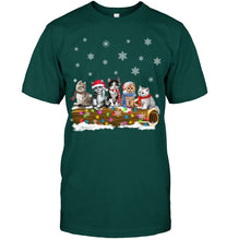 Load image into Gallery viewer, Cat - Trunk Snow Xmas Black T-Shirt Guys Tee