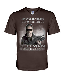 Arnold Schwarzenegger Terminator Old Man T-Shirt For Fans Guys V-Neck